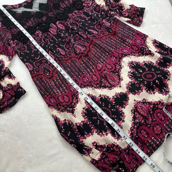 Revolve Gypsy 05 Womens Size M Long Sleeve Boho Dress Pink Red Paisley Silk - Picture 11 of 11